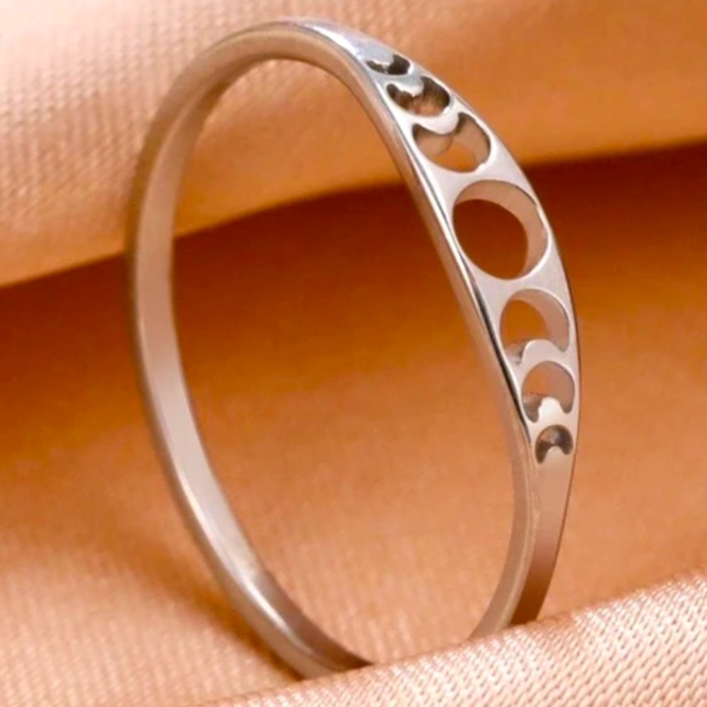 Silver Moon Phase Ring